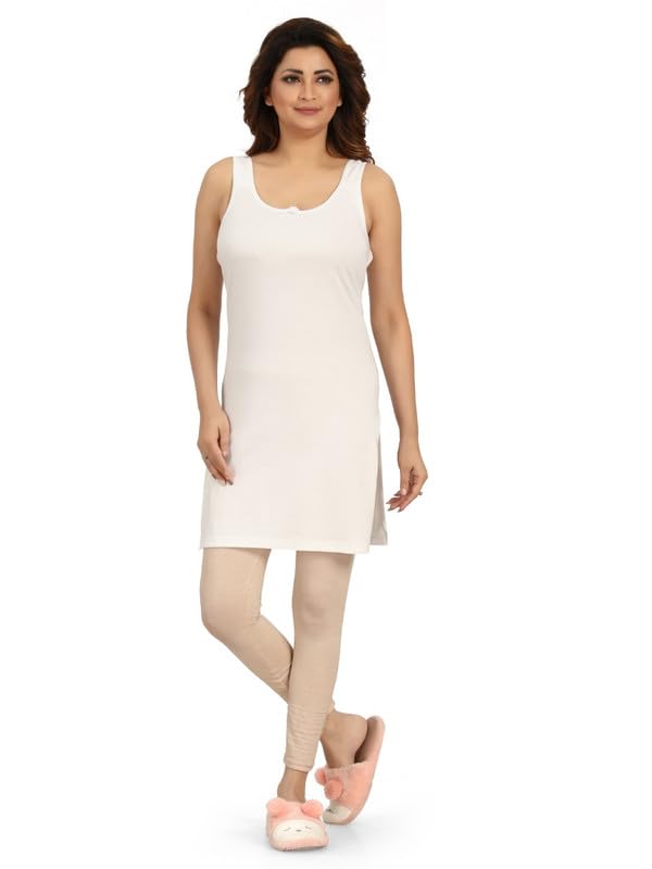 Women's Cotton Blend Long Kurta Slip Camisole | U-Neck Straight Inner Wear | Perfect for Kurti, Suit, and Sameez | Soft & Breathable Invisible Slip-image-11