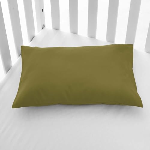 Image of EXQ Home Toddler Pillowcases Zippered 13x18 Travel Pillow Case Set of 2, Small Pillow Case Fits Baby Pillow Sized 12x16, 13x18, Kids Pillowcases 2 Pack Machine Washable (Olive Green)