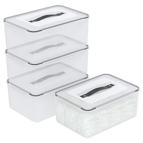 Joyeen 4 Pack 15 Liter Latching Containers with Sealed Circle/Lid, Clear Airtight Food Containers Cover