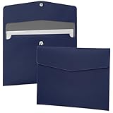 FYY ファイルフォルダー PUレザー A4ドキュメントホルダー ファイルオーガナイザー ファイリングエンベロープ ポートフォリオケース タブレットスリーブ マグネットスナップ留め ホームスクール オフィス 文房具 ダークブルー