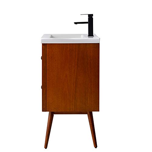 Eviva Caramel 24 Inch Teak Mid Century Bathroom Vanity With Porcelain Top And Dovetail Drawers #TOP7