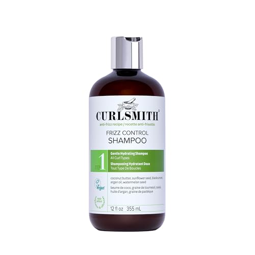 CURLSMITH Frizz Control Shampoo - Frizz-Fighting Shampoo for Curls, Removes Build-Up, For All Curl Types, Vegan & Cruelty Free (12 oz)