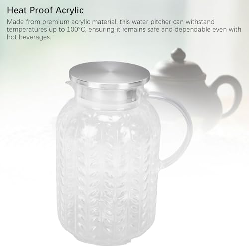 Durable Water Pitcher with Lid and Handle 1.8L Acrylic Heat Resistant Leaf Design Iced Tea and Coffee Beverage Container - Image 5