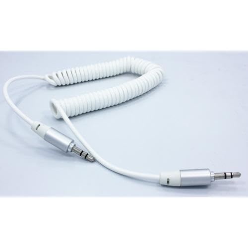 Cable Auxiliar Jack 3.5mm enrollado color blanco miniatura 2