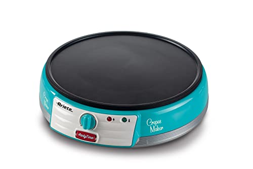 Ariete 202 Crepes Maker Party Time - Plancha para crepes antiadherente, 2 espátulas de madera, recetario, 1000 W, azul Cover