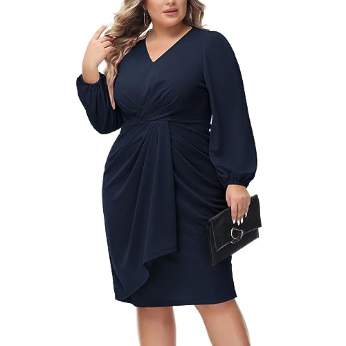 Hanna Nikole Women Plus Size Langarm Festkleid Midilang Lange Ärmel...