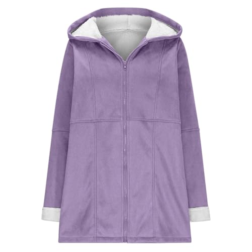 Womens Long Sleeve Oversized Jackets Hooded Trench Outfit for Women Velvet Warm Fuzzy Hooded Fall Winter Coat 20253