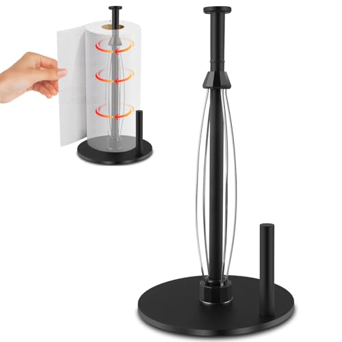 El Mejor Listado de Portarrollos de cocina los 10 mejores. 46 WINCHEERS Portarrollos de Papel para Cocina con Mecanismo de Amortiguación, Acero Inoxidable Negro, Base Pesada Antideslizante, Soporte de Toallas de Papel para Encimera, Fácil...