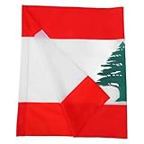 jojofuny Libanesische Nationalflagge Polyester Groß mit Stangenhülse für Außenbereich und Heimdekoration Patriotisch