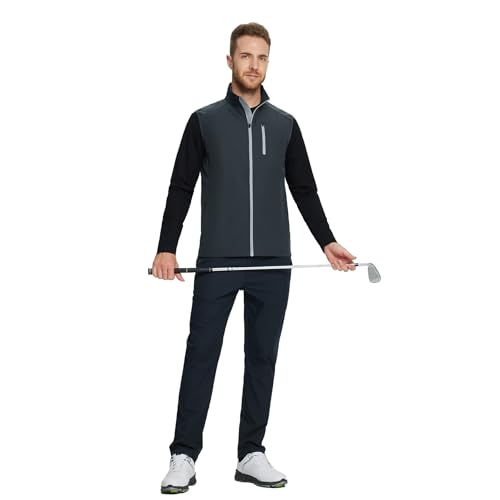 Image of M MAELREG Mens Vests Outerwear Windproof Lightweight Softshell Vests Zip Pockets Sports Sleeveless Jacket Golf Vests for Men