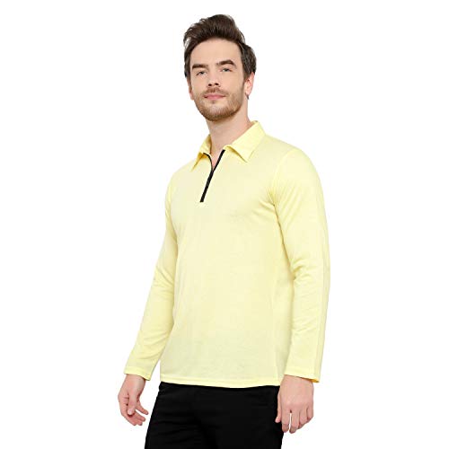 Image of Men's Cotton Blend Full Sleeve Zip Neck Polo T-Shirt (Pack of 1)