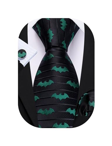 Image of Barry.Wang Fun Animal Ties for Men Designer Handkerchief Cufflink WOVEN Casual Necktie Set Festival
