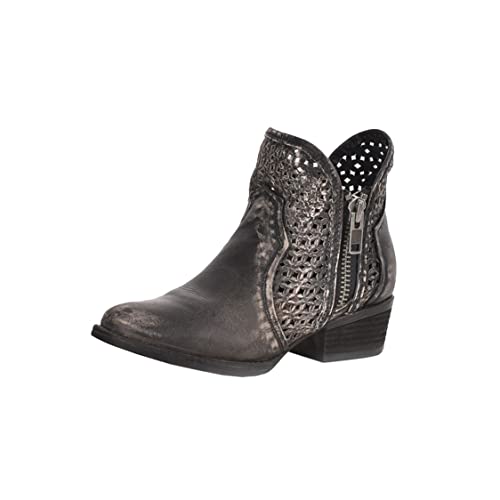 Corral Boots Women's Comfortable Leather Cowgirl Western Cut-Out Shortie Booties, Black, 10