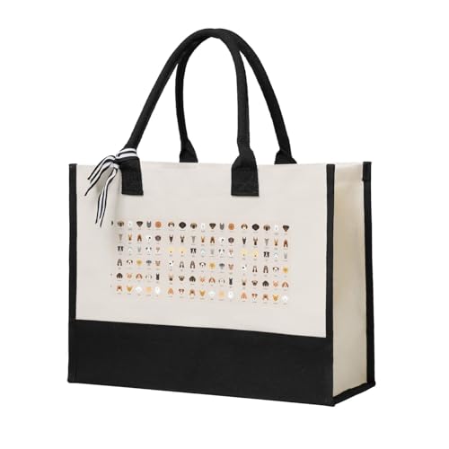 Sac fourre-tout toile chien réutilisable et grand cabas femme