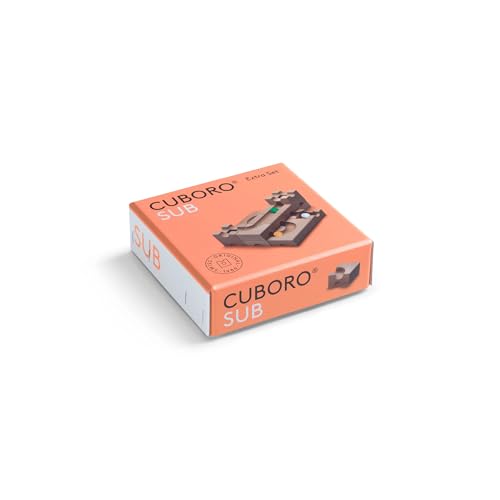 Cuboro Sub - The Extra Set for Clever underpasses/Tunnels - Marble Run - 12 Beech Wood Blocks and 3 Marbles