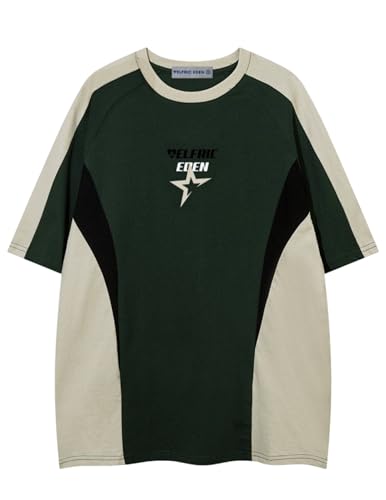 Aelfric Eden T Shirt Color Blocking Star Tee Graphic Short Sleeve Tees Streetwear Casual Y2k Tops - Main Image