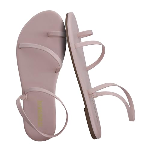Image of CUSHIONAIRE CHAI Flat Strappy Sandals for Women, Comfortable Dressy Summer Slip-On Sandal with Memory Foam