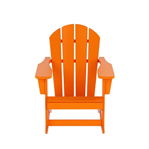 Wo Outdoor Adirondack Rocking Chairs Table 3 Pc Set Seat Traditional Retro Outdoor Rocking Seat Furniture Asthetic For Beach, Balcony, Home, Backyard, Lawn, Patio, Pool, Deck, Garden (Bright Orange) #TOP5