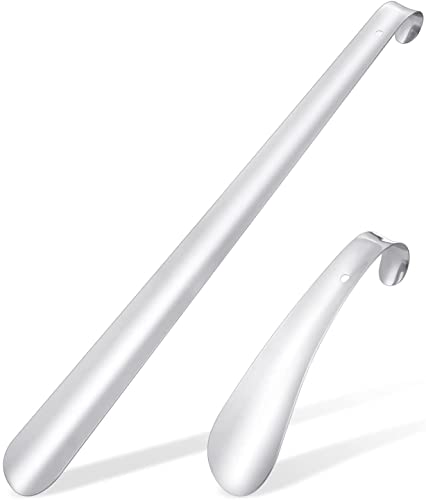 2 Piezas 42cm+15cm Calzador de Metal, Calzador de Zapatos Largo, Calzador de Acero Inoxidable, Fuerte y Resistente, Para Diferentes Zapatos, Diseñado Para Personas Con Poca Movilidad, Niños, Mayores Cover