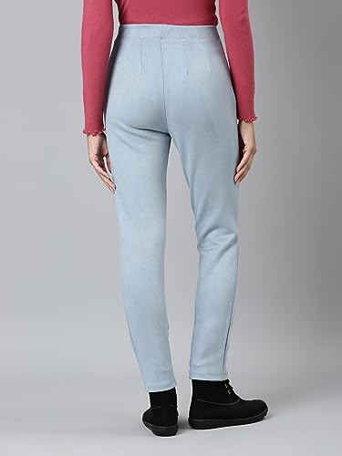 Image of GO COLORS Women Solid Mid Rise Suede Treggings