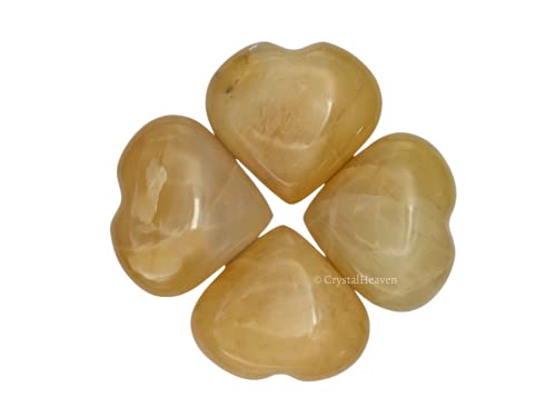 Image of Yellow Aventurine Crystal Heart Palm Pebbles Stones for Anxiety Stress Relief Massage - AAA Grade Original Healing Gemstone Agate Heart Palm Stone for Yoga Meditation Spiritual