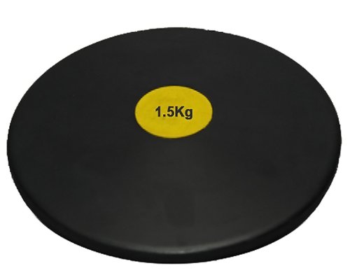 Visiodirect Disque à Lancer en Caoutchouc densifié 1.50 Kg avec Rond Central en Jaune