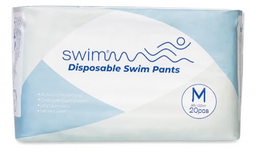 SWIMMM – Pañales de natación desechables para adultos – Talla M (54–79 kg / 86–122 cm cadera) – 20 unidades – Discreto y Suave para la piel – Protección contra incontinencia fecal – Natación segura