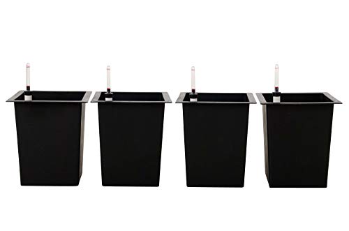 Preisvergleich Produktbild Vivanno 4er Set Blumenkübeleinsatz 29x29x32 cm mit Bewässerungsset schwarz
