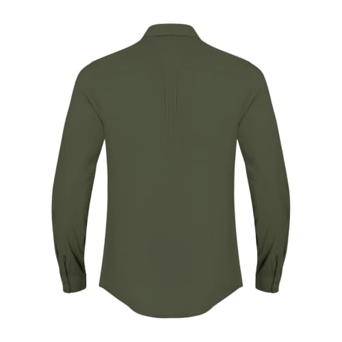 Image of JEKAOYI Mens Button Down Cotton Linen Shirts Casual Long Sleeve Beach Tops