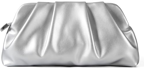 Image of Evening Bag for Women Ruched Clutch Purse Detachable Metal Chain Crossbody Bag