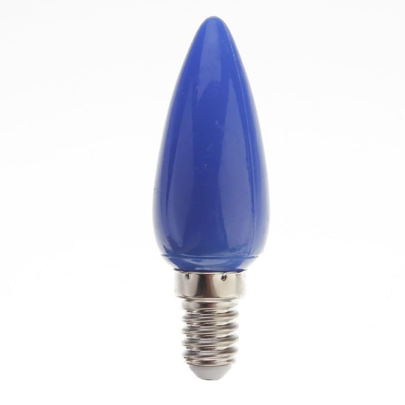 YSJX feux à large tension, Lot de 50 ampoules LED en forme de bougie, E14 AC100-250 V 0,8 W, luminaire décoratif pointu(Bleu)