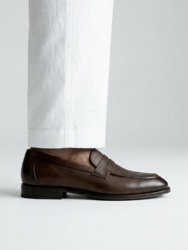 Image of Leather Flap Penny Loafers with TPR Sole for Men