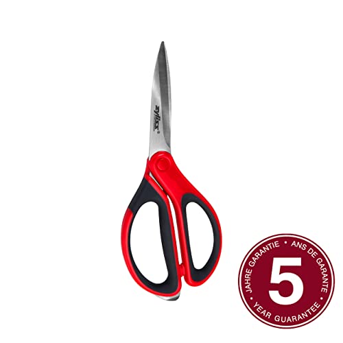 Image of Zyliss 2-Piece Stainless Steel Kitchen Scissor & Shear Set - 7 inch Red & 9 inch Black - Micro-Serrated Blades, Soft-Touch Grip, Heavy-Duty Hinge & Box Cutter - Food Prep & Household Use Durable & Versatile