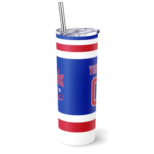 Image of ANTKING New York R Tumbler 20oz Travel Mug Custom Name Number Gifts | Stainless Steel Insulated Coffee Cup for Men Women