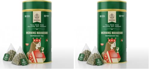 Image of House of Hindraj Peppermint Herbal Tea 18 Pyramid tea Bags 100% Natural Ingredients, Stress Relieving & Rejuvenating, Relaxing Green Tea, No Added Sugar Energizing, Metabolism Boost (Pack of 2)