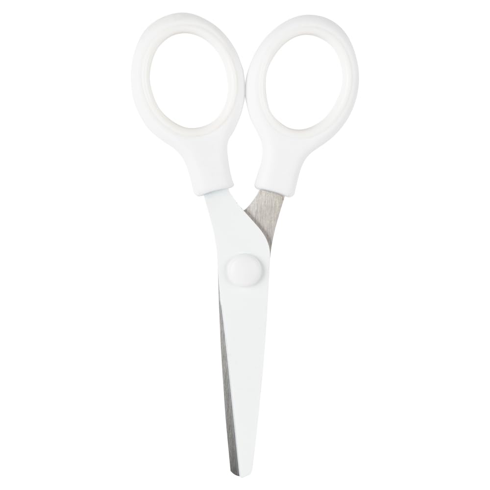 JAM PAPER Multi-Purpose Mini Scissors - 5 Inch - White - Soft Grip &amp; Stainless Steel Precision Blades - Sold Individually