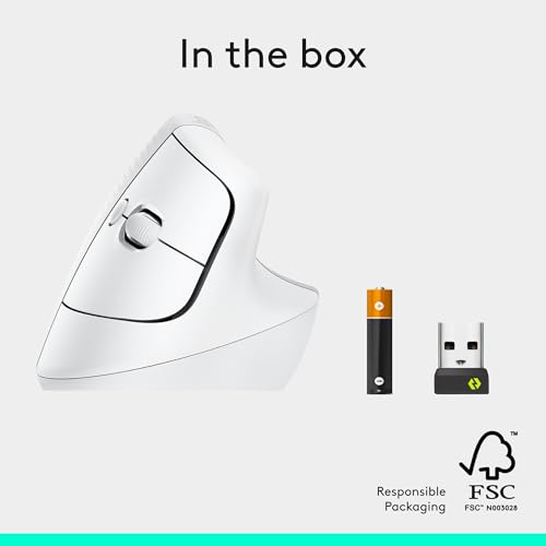 Logitech Lift Vertical Ergonomic Wireless Mouse - Off White - image 7