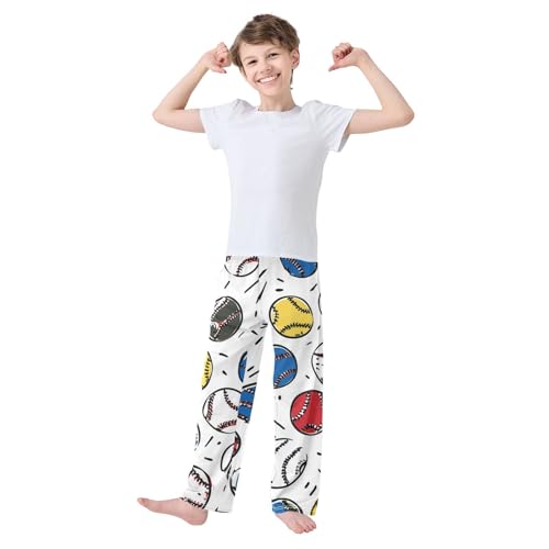 ZZXXB Funny Baseball Boys Long Pants Soft Trousers Elastic Waist Kids Lounge Bottoms with Pockets S-XL3