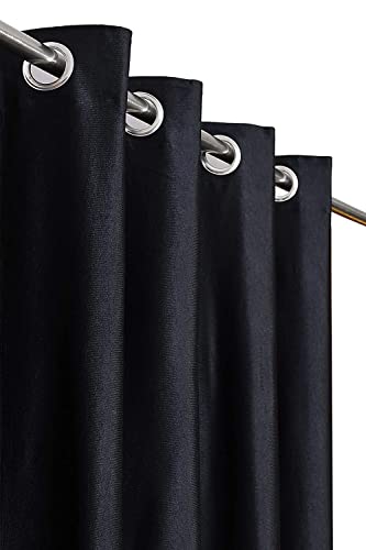 Image of Window Curtains 5 Feet Long for Living Room - Window Curtains Set of 1 Pcs Panel, Curtain Solid Parda for Home Decor & Office Black Colour - 5 feet (48 x 60 Inch) - 1 Pcs