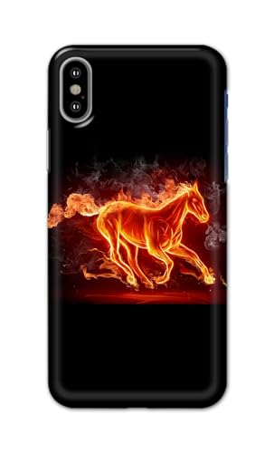 Image of PRINTFIDAA Printed Hard Back Cover Case for Apple iPhone X | iPhone 10 | iPhone Xs | iPhone 10s Back Cover (Fiery Horse) -112