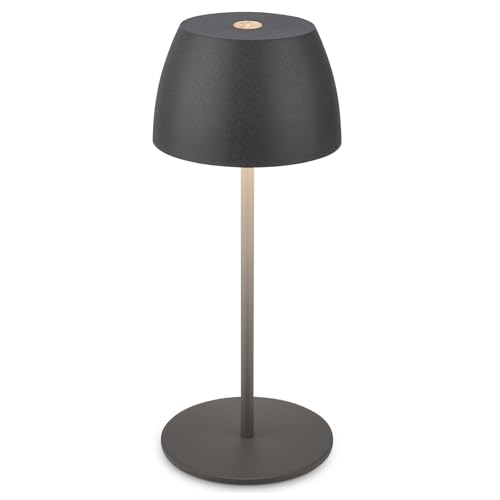 Briloner - Mini lampada da tavolo senza fili, IP44, touch, lampada da comodino, lampada scrivania, lampada LED, lampada LED ricaricabile, lampada da lettura, lampada touch, 8x20 cm (DxH), antracite