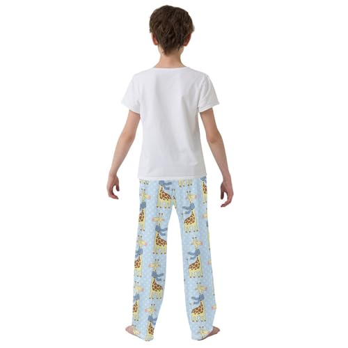 ZZXXB Giraffe Polka Dot Boys Long Pants Soft Trousers Elastic Waist Kids Lounge Bottoms with Pockets S-XL3