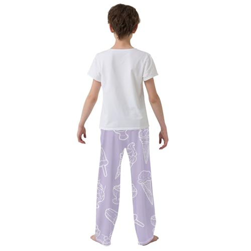 Boys' Pants Ice Cream Popsicles Lilac Purple Long Bottoms Jogger Pants Elastic Waist Trousers with Pockets S-XL3