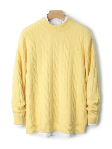 Men's O-Neck Twist Flower Merino Wool Knitted Winter Pullover Thick Sweater3