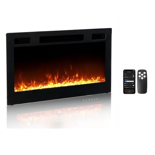 Bonnlo 30" Electric Fireplace, Wall-Mounted Inserts Fireplace Heater with Remote