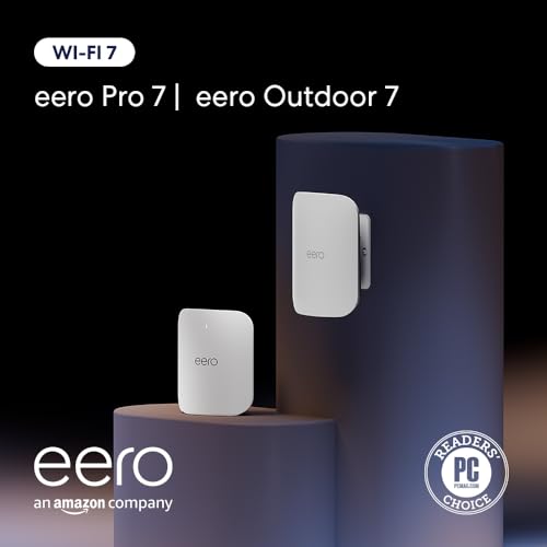 Image of Amazon eero Pro 7 (1-pack) with Amazon eero Outdoor 7 (1-pack) mesh wifi system