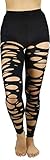 ToBeInStyle Women's Punk Tattered Footless Tights - Black - OS