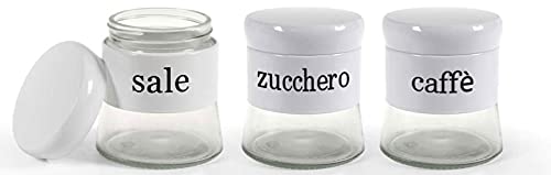 Vetrineinrete® Tris barattoli in vetro tondi con