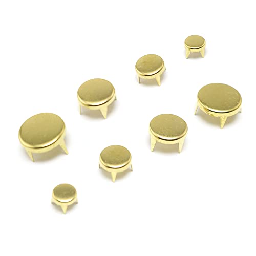 Pro Bamboo Kitchen 120 runde Klauennieten, 4 Größen, 4 Backen, goldfarben, flache Oberseite, runde Nieten für DIY Lederhandwerk 6/8/10/12 mm Cover
