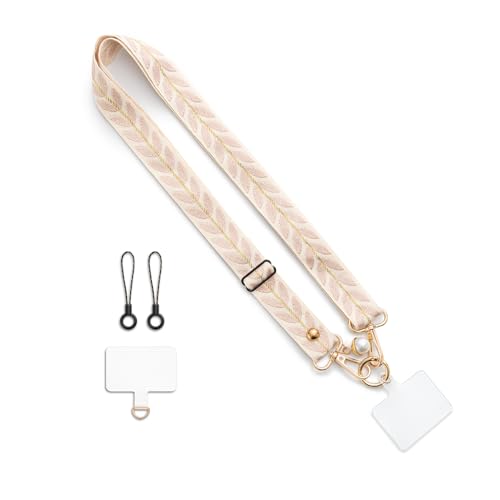 CHUQING Chaîne de téléphone universelle rose Lanière pour téléphone à suspendre Lanière transversale Lanière pour téléphone réglable Lanière de...